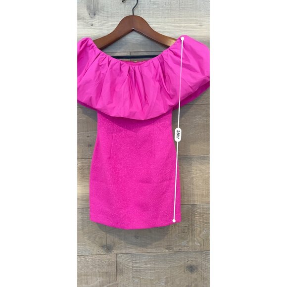 REBECCA VALLANCE Cecily Off the Shoulder pink mini dress size 0 - Picture 6 of 11